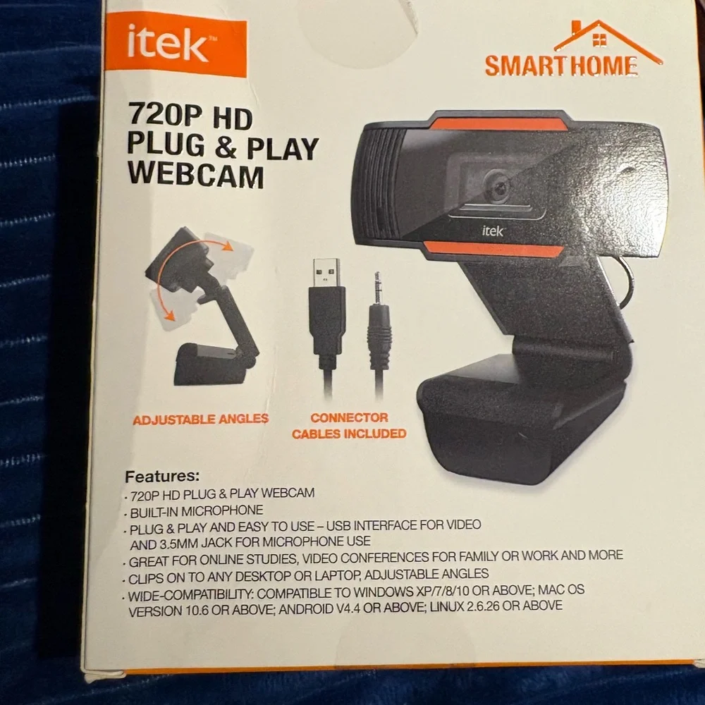 Black 720P HD Plug & Play Webcam